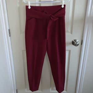 Deep red paper bag pants
